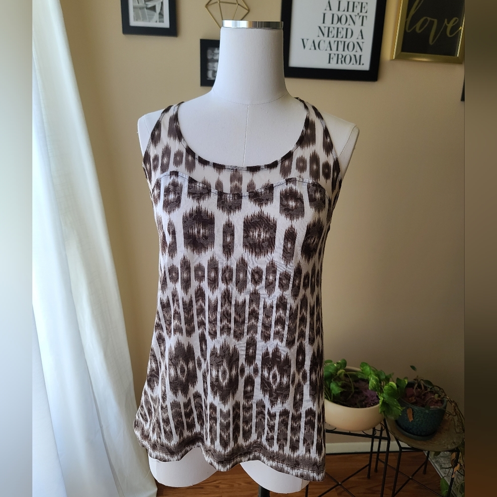 Brown and ivory  flowy top Sz M